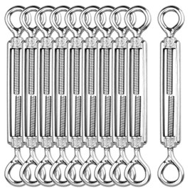 10 x Turnbuckle Wire Tensioner, M5 Heavy Duty 304 Stainless Steel Turnbuckle Tensioner Adjustable Turnbuckle Hook and Eye Rope Cable Tension Set