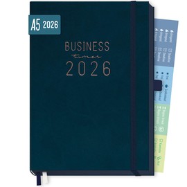 Häfft® Business Timer Deluxe 2026 A5 "Night Blue" 1 Week 2 Pages - Diary Weekly Calendar Weekly Planner - Sustainable & Climate Friendly