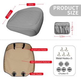 2 Pack PU Leather Front Car Seat Cover Bottom Car Seat, Anti-Slip and Full Wrap Driver Car Seat Protectors with Storage Pocket, Luxury Waterproof Bottom Auto Seat Cushion Pad for Most Vehicles(Gray)