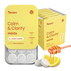 Neuro Calm Mints with L-theanine, Vitamin D3 & GABA - Sugar-Free Calm & Clarity Mints for Relaxation and Focus - Honey Lemon Flavor:_Bulk Pack (90 Pieces)