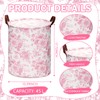 CroBlissful 2 Pcs Pink Floral Laundry Basket Coquette Storage Basket