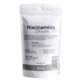 Niacinamida Niacina Cosmetico Facial, Vitamina B3 Pura, Tipo de piel Grasa, Anti-manchas en serum Hebbe Cosmetics  Ludika 50g                         