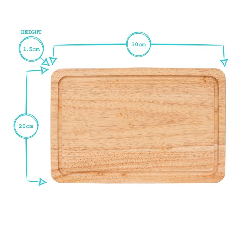 Argon Tableware Wooden Chopping Board - 30x20x2cm Butchers Block Wood