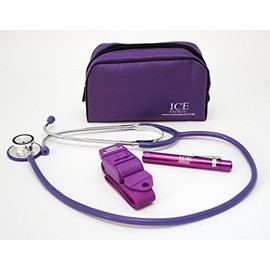 ICE Medical Purple LED Medical Pen Light/Pen Torch Stethoscope and Tourniquet in a Purple Bag