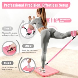 Glute Workout Equipment, Leg & Hip Exercise Equipment for Women, Resistance Bands with Ankle Straps & Exercise Board for Home Gym Fitness, Kickbacks, Hip Thrusts, Lower Body Training