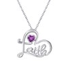 Qings February Amethyst Birthstone Heart Pendant Necklace for Women 925