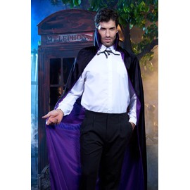 Mainfini Vampire Cape Mardi Gras Costume Men Adult Vampire Cape Cosplay Party Stand Collar Dress 140CM/55inch