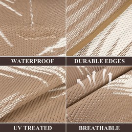 Pauwer Waterproof Outdoor Rug 9x12, Reversible Plastic Straw Patio Camping Rug, Indoor Outdoor RV Mat Carpet for Deck, Camper, Porch, Balcony, Backyard, Picnic, Leaf Brown
