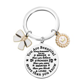 FUSTMW Crown Keychains for Women Bow Charm Keychain Inspirational Keychains Crown Jewelry for Daughter Niece Granddaughter, Crown Keychain, Large