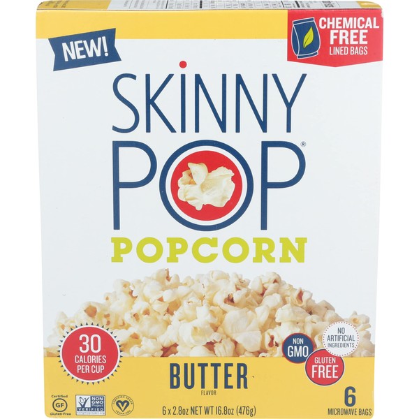 Skinny Pop Butter Microwave Popcorn, 16.8 OZ