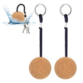 2pcs Floating Cork Keyrings 53mm Floatable Wooden Ball Key Chain Floating Cork Ball Keyring Float Keychain Water Boat Accessories for Swimming Diving Fishing Canoeing Sailing Kayaking Marine Boat