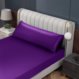 Homiest Satin Body Pillowcase, Purple, 20 x 54 Inch, Luxury & Ultra Soft, Envelope Closure, Hair and Skin Protection, Cooling