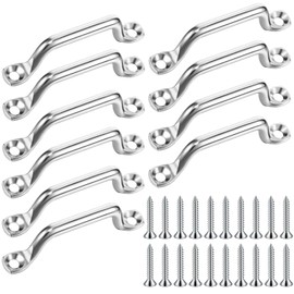 KITRDOOR Eye Plate, Pack of 10 Stainless Steel Eyelets Holder Boat Top Pad Eye Deck Loop Eye Band Deck Ring Kayak Pad Marine Hardware Deck Plate Mounting Hooks Kit with 20 Screws for Kayak Canoe