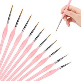 10 Piece Paint Brush Set Fine Brush Detail Brush Acrylic Brush Watercolour Small Thin Brush Set Acrylic Paints Model Making Brush for Artists Children Painting by Numbers Brush Watercolour Oil Acrylic