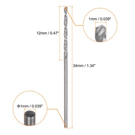 HARFINGTON 25pcs Micro Jobber Twist Drill Bits #60 1mm / 0.039" High Speed Steel HSS Mini Drilling Bit Tool for Stainless Steel Aluminum Wood Plastic