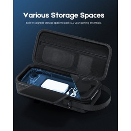 BINBOKPLAY Steam Deck Carrying Case - Protective Hard Shell - Built-in Storage - Dual Console Shields - Portable Travel Case for Steam Deck