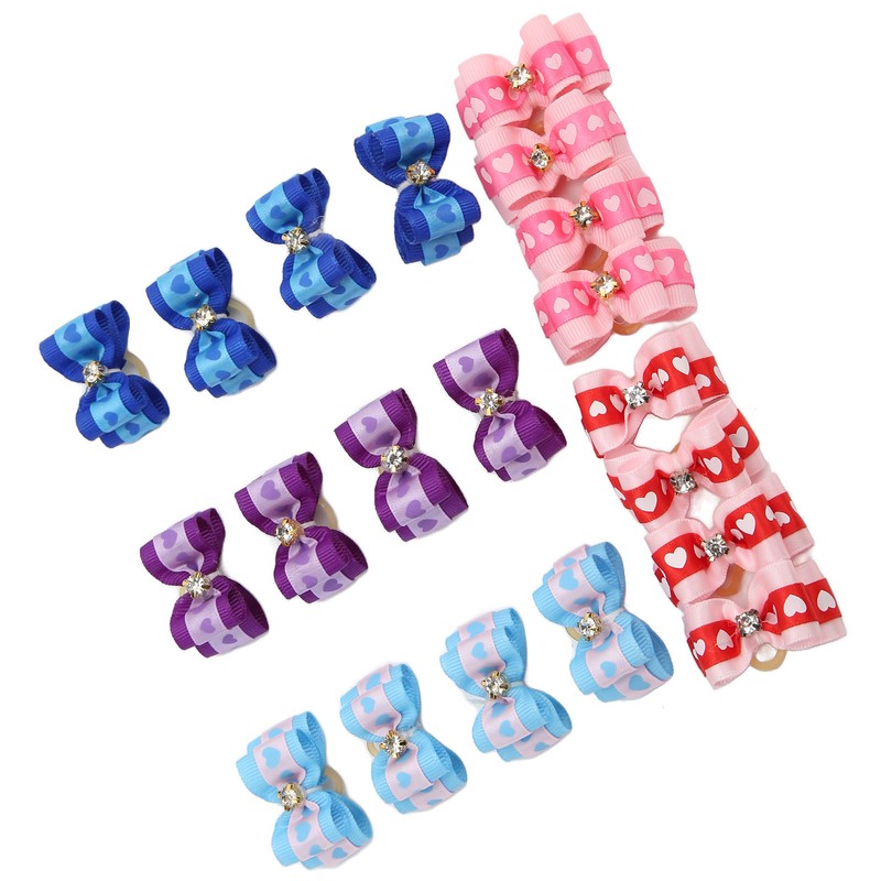 20pcs Pet Hair Bows Dog Grooming Bows with Rubber Bands