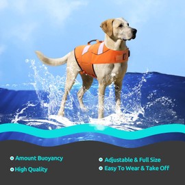 ASENKU Dog Life Jacket Large Dog Swimming Vest Sports Style, Adjustable & Durable Puppy Safety Dog Life Vest with Handle Dog Swimming Float Jacket for Swimming, Boating,Surfing,XL