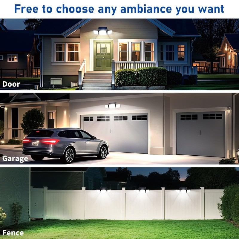 JEJOT Solar Security Light Outdoor Super Bright LED w/Remote Control,