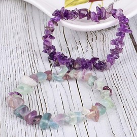 Erliway Deep Amethyst Crystals Bracelet Irregular Beads Stretch Bracelet Healing Crystals Chips Bracelet Natural Gemstone Bracelets for Women Jewelry Reiki Meditation