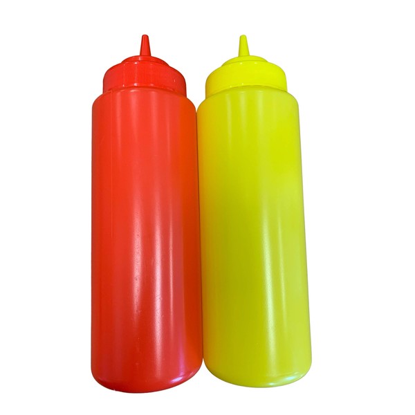 Botellas de plástico extra grandes de ketchup y mostaza, sin BPA, para preparación de alimentos, con capacidad para 32 onzas cada una