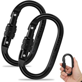 Kvittra Auto Locking Carabiner Heavy Duty Carabiner, Carabiner Clips(25KN=5600 lbs), Large Carabiner Clip for Keychains,Hammock,Camping, Gym, Hiking, Outdoor,Dog Leash (Black 2 Pcs)