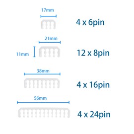 FormulaMod Cable Comb Kit for Power Cable,Sleeve Management Tools Wire Organizer Comb Includes 4x24 P+4x16P+12x8P+4x6P Computer Case Water Cooling Cable Organizer(White)