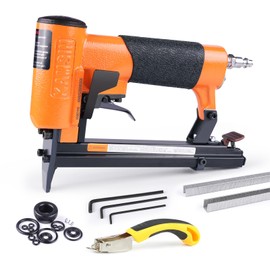 KN8016S 21 Gauge Pneumatic Upholstery Stapler for 80 Series Staples with 1/2" Crown Continuous Firing Mode Air Power Upholstery Staple Gun Fine Wire Stapler, DIY, Renovation, Furniture