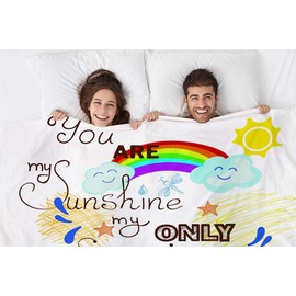 Mugod Beautiful Greeting Card Throw Blanket You are My Sunshine with Bird Cloud Rainbow and Sun Decorative Soft Warm Cozy Flannel Plush Throws Blankets for Baby Toddler Dog Cat 30 X 40 Inch
