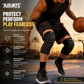 Knee & Elbow Pads for Sports and Work – Thick EVA Sponge Compression Guards for Basketball & Cycling