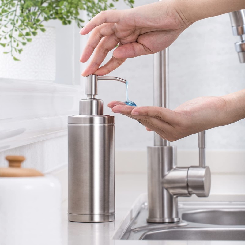 Tiilan Countertop Hand Soap Dispenser, Refillable Stainless Steel Soap Pump