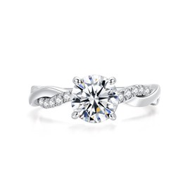 IMOLOVE Moissanite Wedding Engagement Ring for Women Twisted Rope Wedding Rings for Women Moissanite Rings for Women 1-2CT D Color VVS1 Clarity Promise Ring for Her with 18K Gold plated