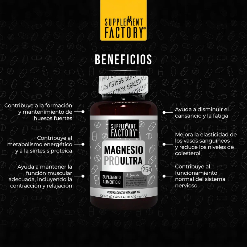 Magnesio Pro Ultra, 60 Cpsulas, Calidad Premium, 4 Magnesios Combinacin