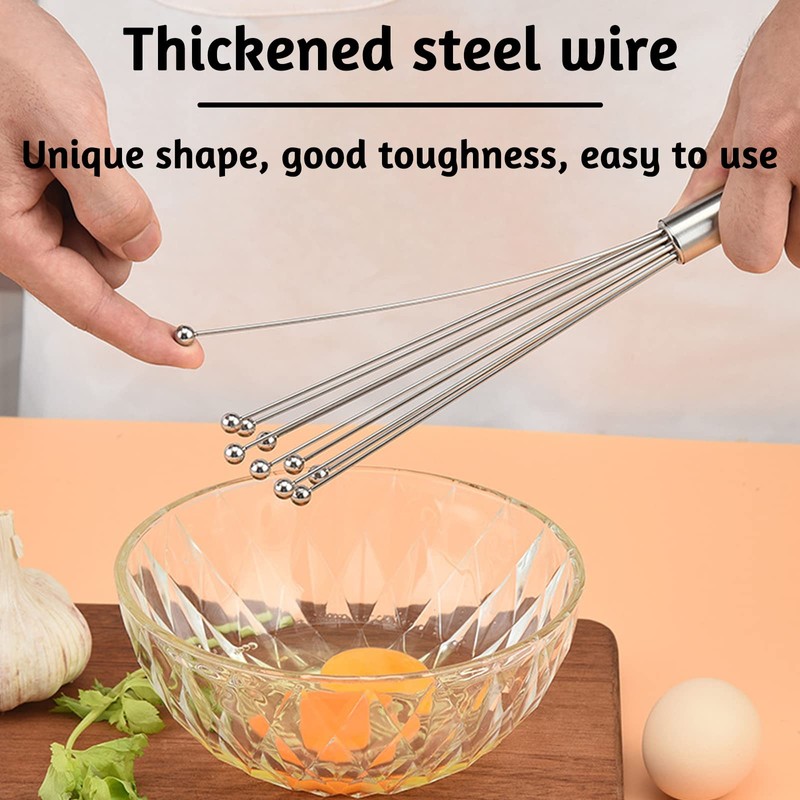 2 Pieces Hand Whisk, Stainless Steel Ball Whisk Large and