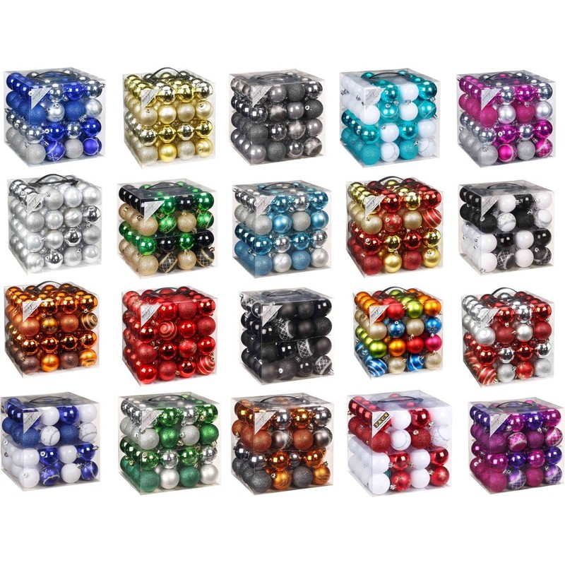 Inge-Glas 64 Decorative Christmas Tree Baubles 6 cm Box Plastic