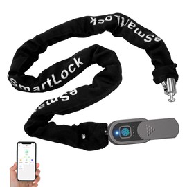 Anweller Fingerprint Bike Chain Lock, 3.3 ft Long Durable 0.31 inch Thick Heavy Duty Anti-Theft Weatherproof, Biometric Smart Lock for Bike, Motorcycle, Scooter, Moped, Outdoor Fence & Gate, Black