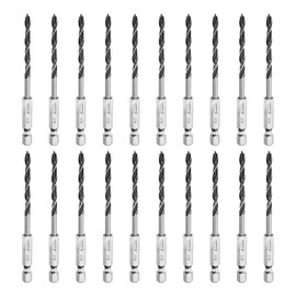 sourcing map 20pcs Brad Point Drill Bits Set 5/32" Dia High Carbon Steel Spiral Wood Twist Drill Bits with 1/4" Hex Shank for Drilling Softwood Hardwood Composite Wood MDF Plywood Particleboard