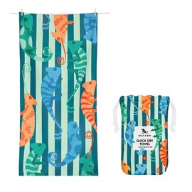 Dock & Bay Beach Towel - Quick Dry, Sand Free - Compact, Lightweight - 100% Recycled - Includes Bag - Karma Chameleon - Large (160x90cm, 63x35)