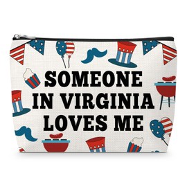Virginia State Makeup Bag for Women Long Distance Relationship for Wife Virginia Souvenir Gifts Cosmetic Bag for Friend BFF Girlfriend Anniversary Birthday Gifts Going Away Presents for Couple