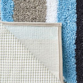 MIULEE Bath Mat Bath Mat Shower Mat Non-Slip Bath Mat Decorative Bathroom Mat Fluffy Absorbent Soft Non-Slip Bathroom Bathroom Living Room 1 Piece 50 x 80 cm Blue and Grey