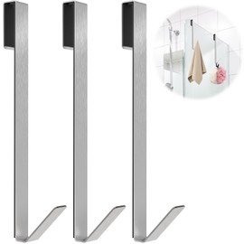 Linone 10 in Shower Door Hooks, Towel Hooks for Bathrooms, Shower Hooks for Towels, Heavy Duty Drilling-Free Extended Over Door Towel Hooks for Frameless Glass Shower Door, 3 Pack