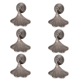 MOROBOR Ginkgo Leaf Shape Knob Handles, 6pcs Antique Nickel Drop Pendant Pull Handle, Hardware Drawer Single Hole Zinc Alloy Handle for Wardrobe Cupboard Closets Cupboard