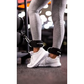 Fitgriff® foot straps (heavily padded) – for fitness training at the cable pull – ankle straps for men and women., black