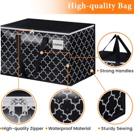 HomeHacks Heavy Duty Moving Bags with Tag Pockets, Collapsible Storage Totes for Moving, Camping & Travel -Foldable Packing Boxes, Zipper Handles, Black（8 Packs, 88L）