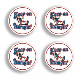 Real Sticky 4 Pack Mini Keep Trumpin Sticker Cup Decal Trump POTUS President USA Hard Hat