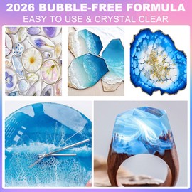 Pnente Crystal Clear Epoxy Resin Kit, 32oz Professional Self-Leveling No-Bubble UV Resistant Casting & Coating Resin for Crafts, Jewelry Making, Table Top, Molds, Wood River Tables and Art Projects