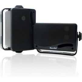 Herdio 3.5-inch Outdoor Bluetooth Speakers, Unpowered Wired Waterproof, 200 Watts, Built-in Amplifier. (Black/White Pair) - Color: Black