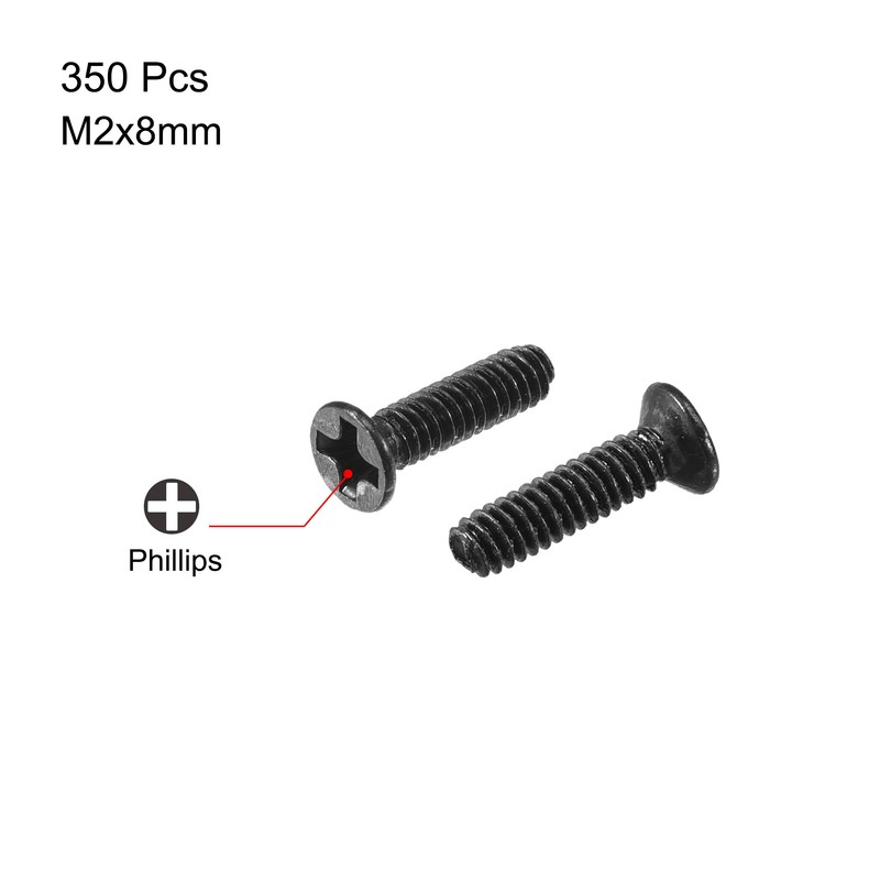 sourcing map M2 x 8mm Phillips Screws Fastener Black for