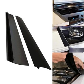 HeyMomz - Silicone Stove Counter Gap Cover Easy Clean Heat Resistant Wide Kitchen Stove Gap Filler Seals Spills b/w Counters - Oven Stovetops - Washer Dryer (2 pack- 25" Black)
