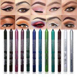 12-Color Rainbow Liquid Eyeliner Set - Long-Lasting, Waterproof & Smudge-Proof Matte Eye Liners, Perfect for Christmas & Masquerade Makeup With Pencil Sharpener